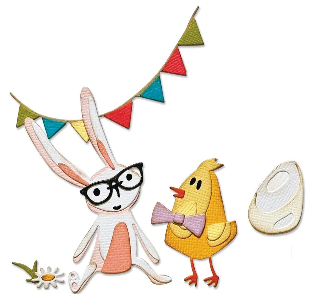Sizzix Stanz- & Prägemaschinen|Schablonen>Thinlits Stanzschablone "Bunny + Chick by Tim Holtz"