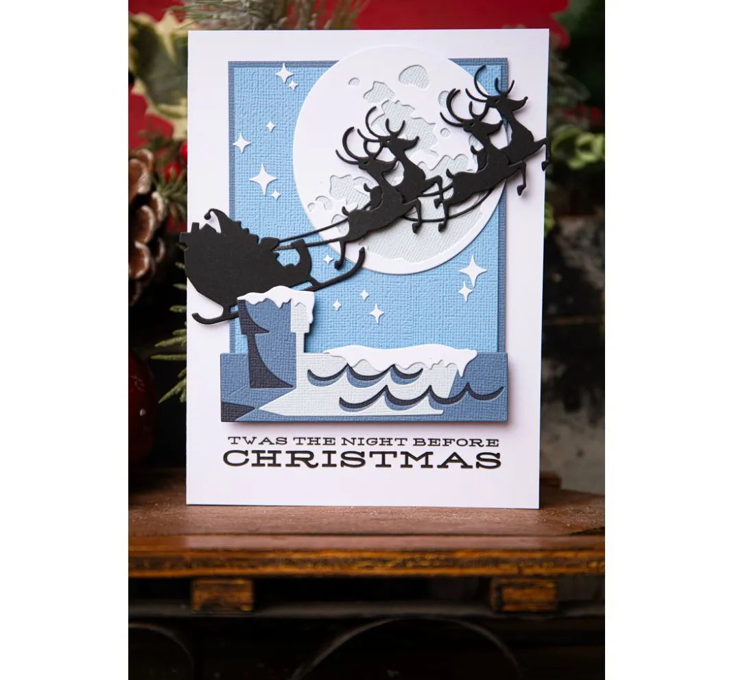 Sizzix Stanz- & Prägemaschinen|Schablonen>Thinlits Stanzschablone "Reindeer Sleigh by Tim Holtz"
