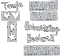 Sizzix Stanz- & Prägemaschinen|Schablonen>Thinlits Stanzschablone "Herzlichen Glückwunsch"