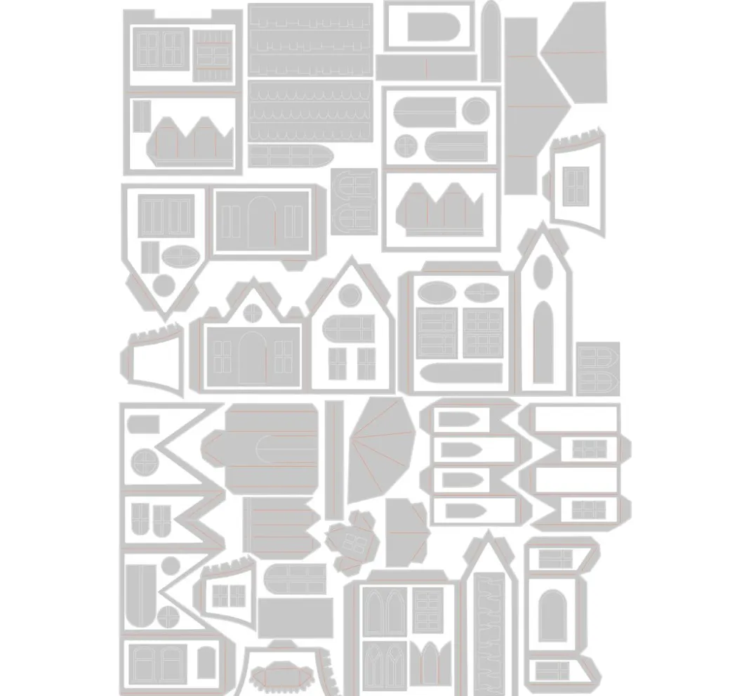 Sizzix Stanz- & Prägemaschinen|Schablonen>Thinlits Stanzschablonen-Set "Village Collection by Tim Holtz"