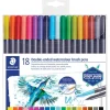 STAEDTLER Farbsets|Stifte>Doppelfasermaler mit Pinselspitze, 18 St.