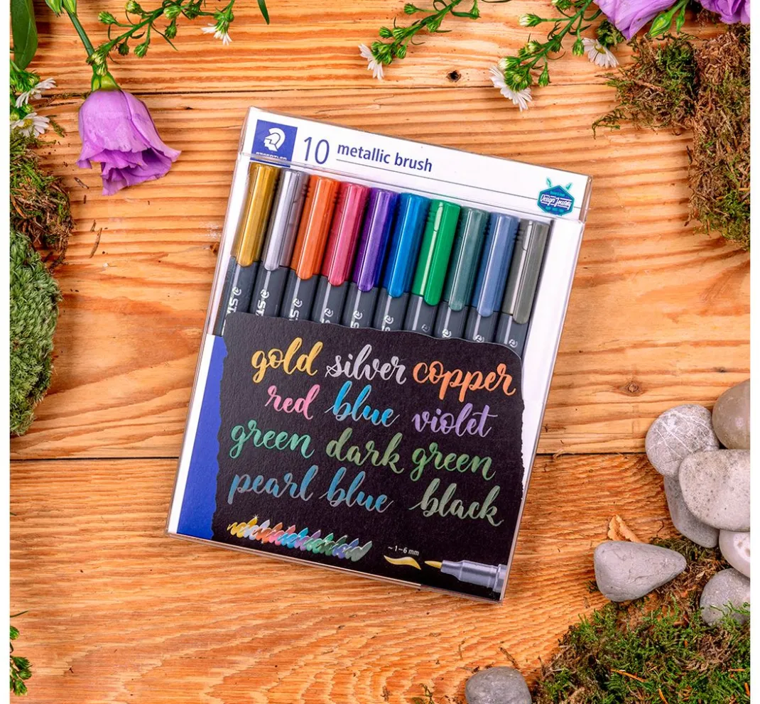 Kinder STAEDTLER Stifte & Marker|Stifte>Metallic brush Marker, 10er-Set