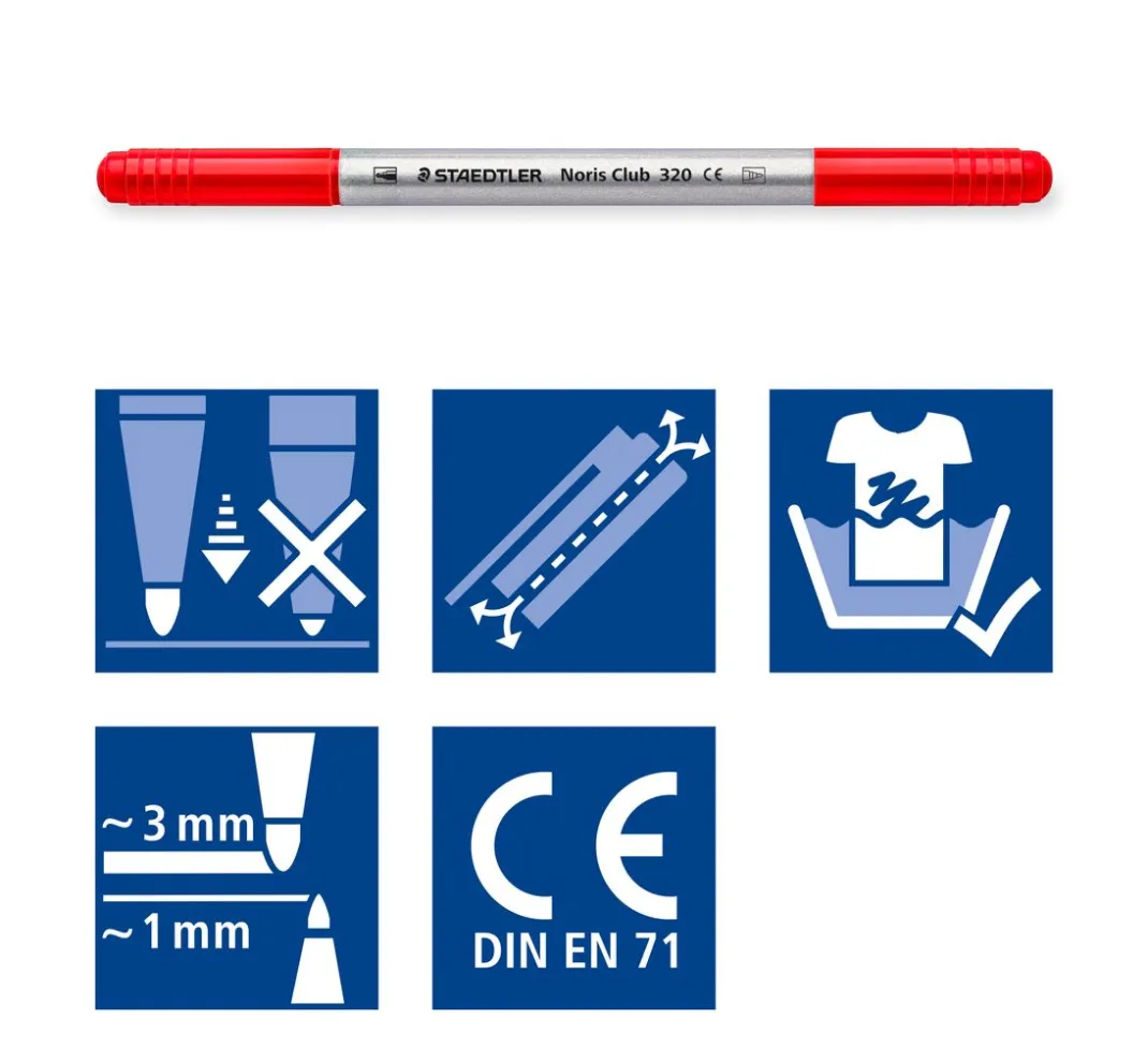 Kinder STAEDTLER Stifte & Marker|Farbsets>Noris Doppelfasermaler, 12er-Set