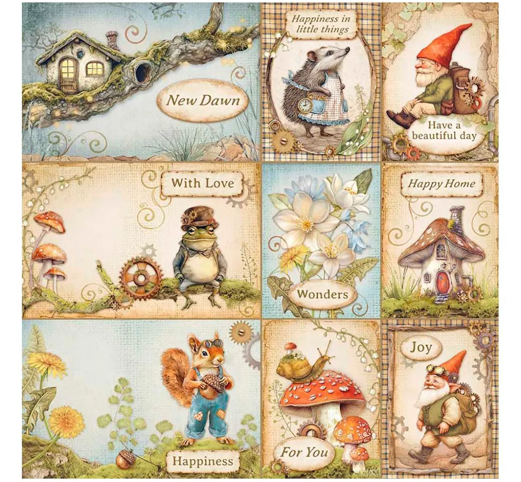 Stamperia Dekostoff|Stoffpakete>Stoffpaket "Hidden Grove"