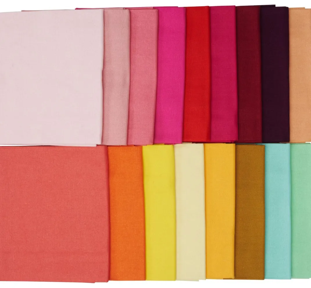 stafil Patchworkstoffe|Baumwollstoff>Stoffpaket Patchy Uni "Rosa-Rot-Orange-Gelb", 17 Zuschnitte