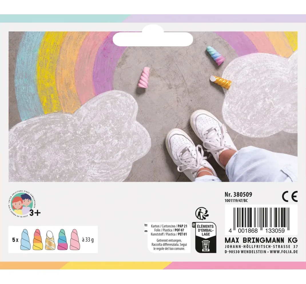 Kinder folia Bastelfarbe|Kreidefarbe>Straßenmalkreide "Einhorn"