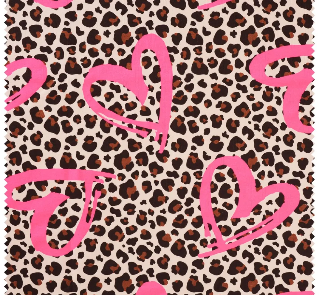 VBS Marktplatz Sweatstoff|Jerseystoff>Sweat-Stoff Neon Print "Leopard mit Herz"