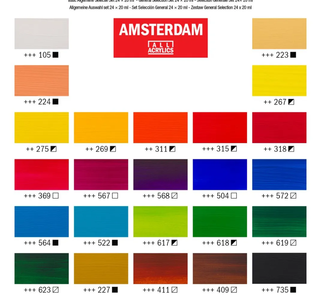 AMSTERDAM Künstlerfarbe>Talens Acrylfarben-Set "General Selection 24"