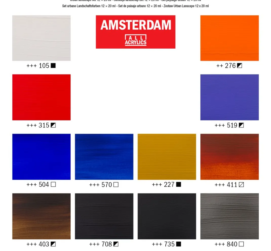 AMSTERDAM Künstlerfarbe>Talens Acrylfarben-Set "Stadtlandschaft"