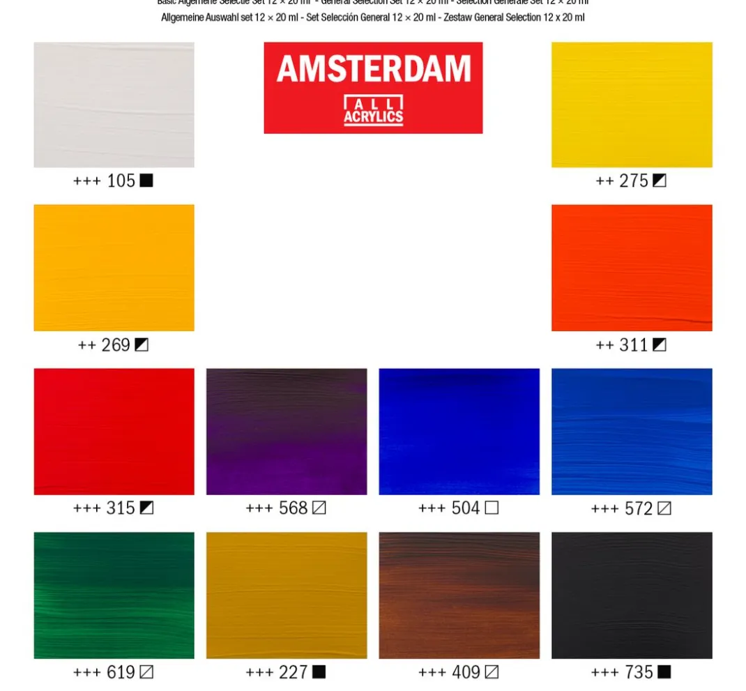AMSTERDAM Künstlerfarbe>Talens Acrylfarben-Set "General Selection 12"