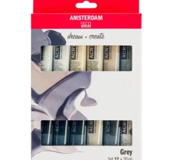 AMSTERDAM Künstlerfarbe>Talens Acrylfarben-Set "Grau"