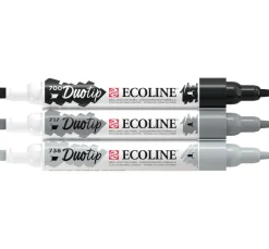 Talens Aquarell|Stifte>Ecoline Duotip "Schwarz-Grau-Set"