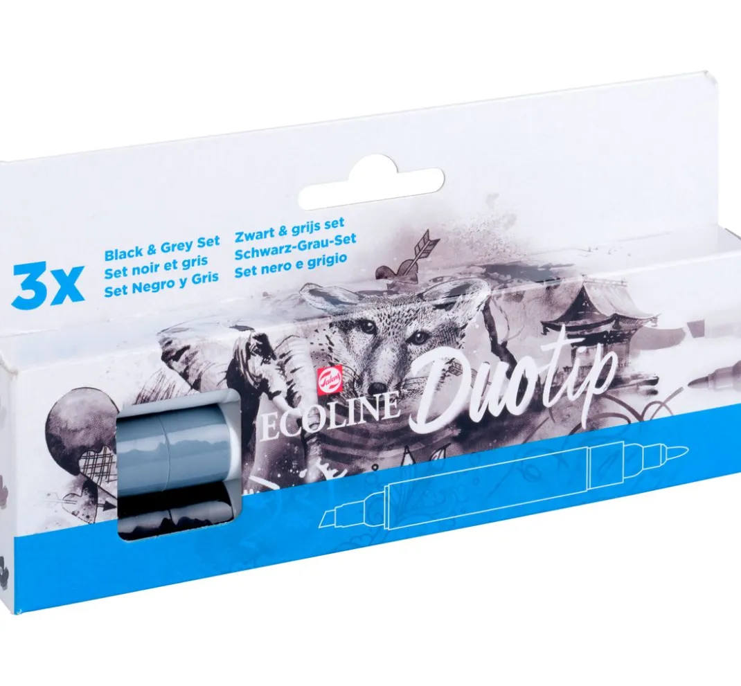 Talens Aquarell|Stifte>Ecoline Duotip "Schwarz-Grau-Set"