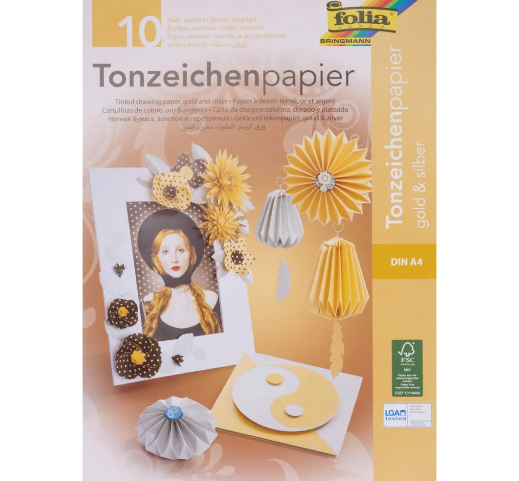 Kinder folia Papier|Spezialpapier & -Karton>Tonpapier-Block Gold/Silber matt, DIN A4