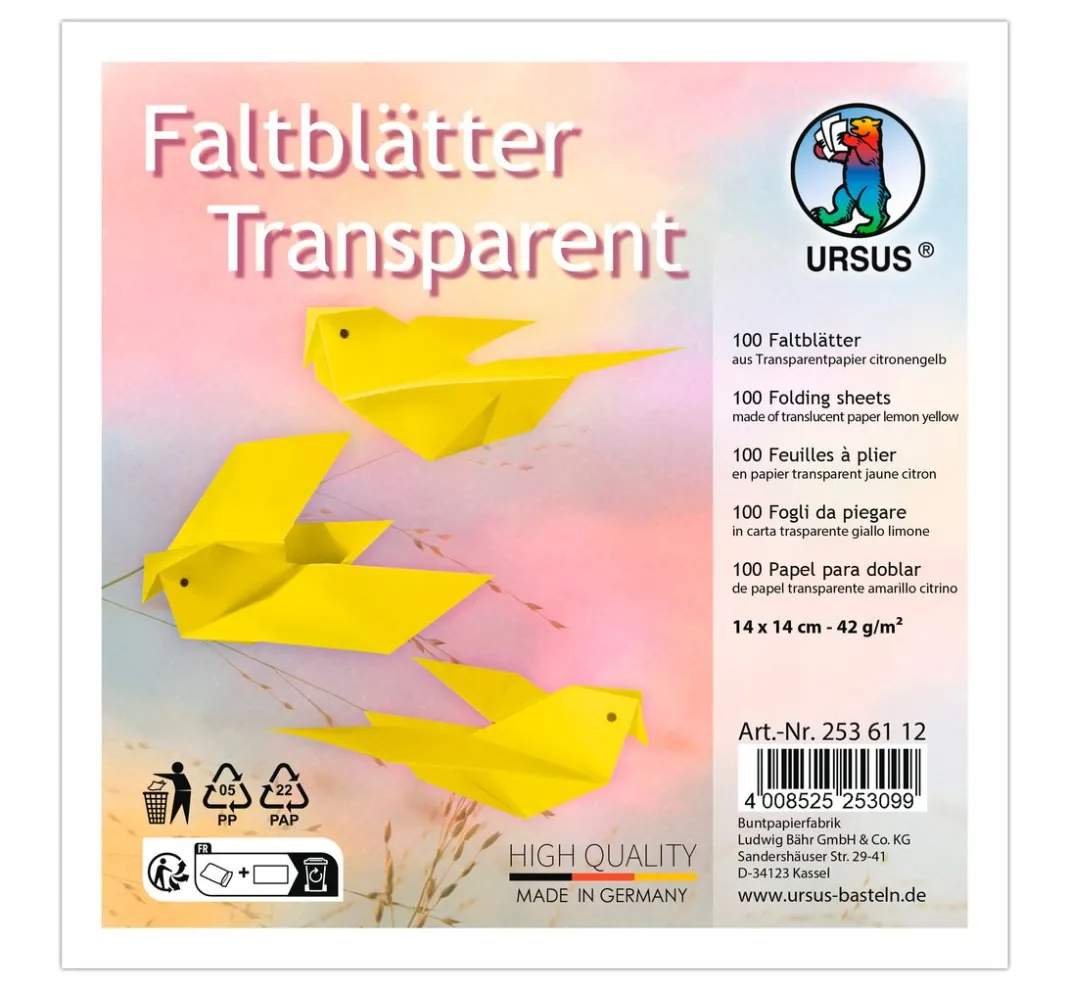 URSUS Origami & Papier Falten|Transparentpapier>Transparentpapier-Faltblätter