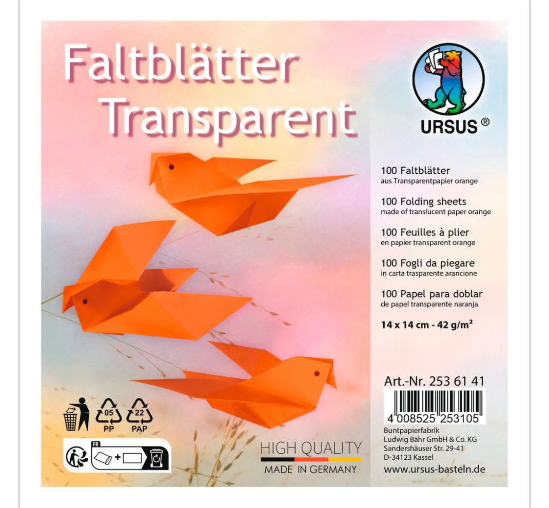 URSUS Origami & Papier Falten|Transparentpapier>Transparentpapier-Faltblätter
