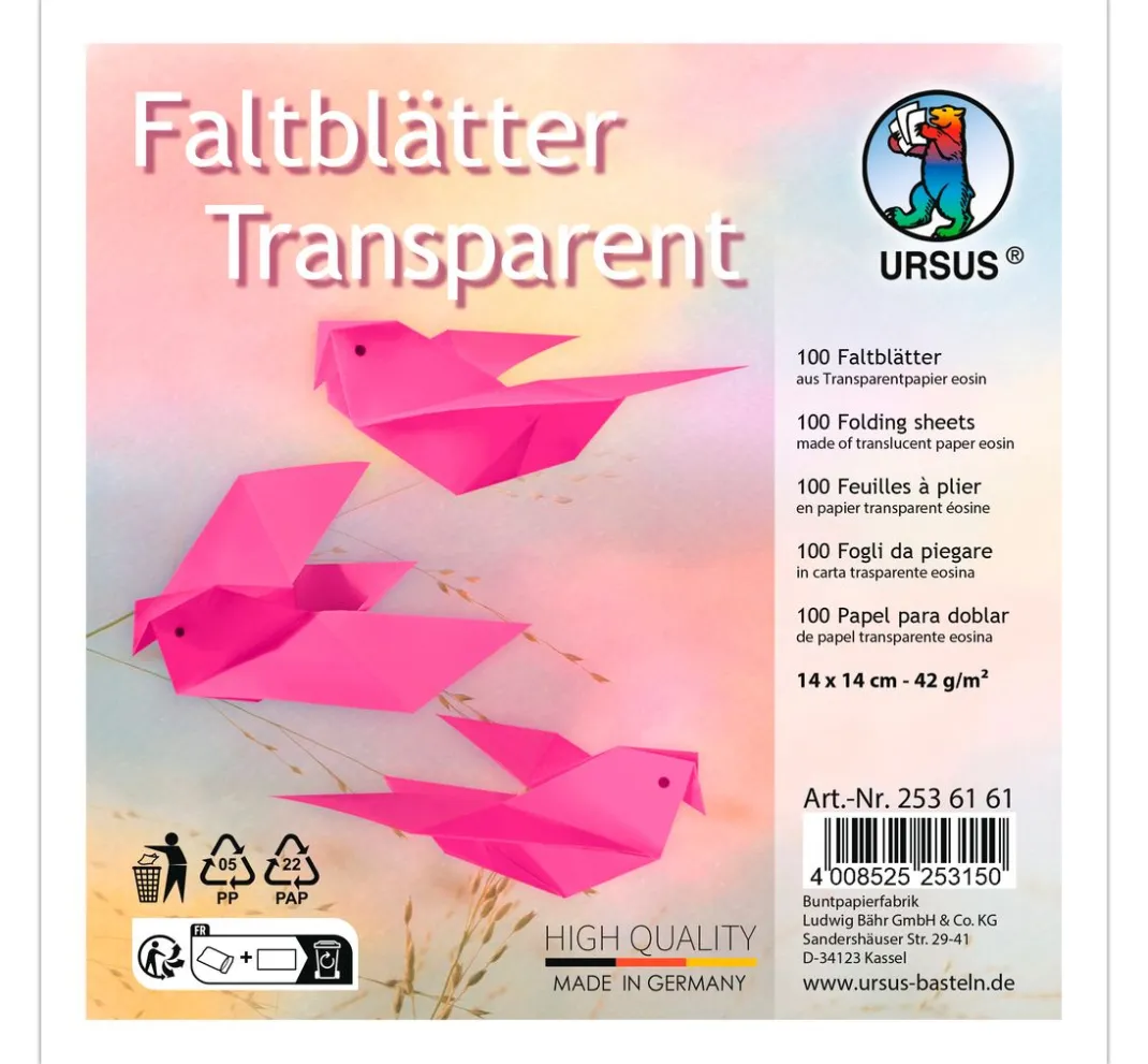 URSUS Origami & Papier Falten|Transparentpapier>Transparentpapier-Faltblätter
