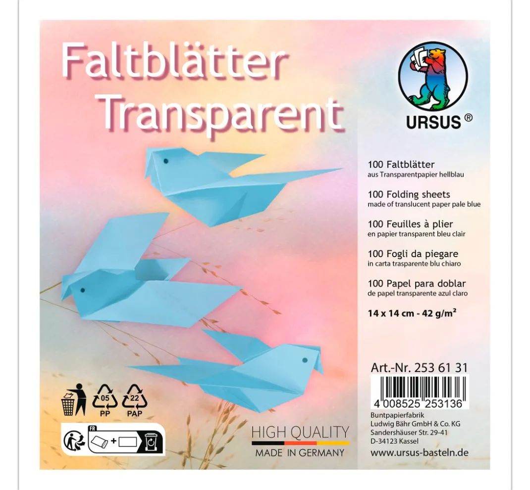 URSUS Origami & Papier Falten|Transparentpapier>Transparentpapier-Faltblätter