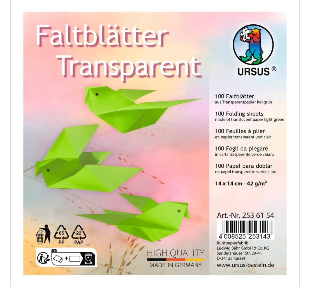 URSUS Origami & Papier Falten|Transparentpapier>Transparentpapier-Faltblätter