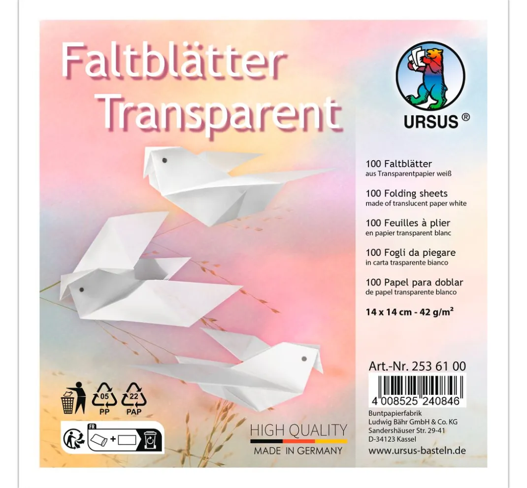 URSUS Origami & Papier Falten|Transparentpapier>Transparentpapier-Faltblätter