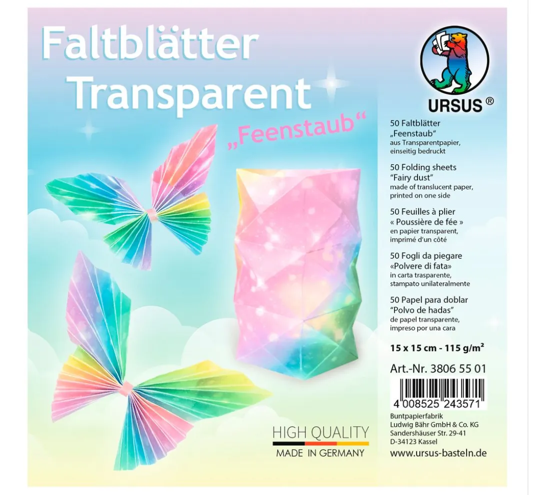 URSUS Origami & Papier Falten|Falt- & Origamipapier>Transparentpapier-Faltblätter "Feenstaub"