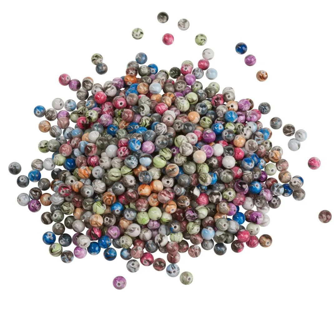 Kinder VBS XXL Perlen|Perlenmix>VBS Acrylperlen "Bunt-Opak Marmoriert", Ø 8 mm, 200 g