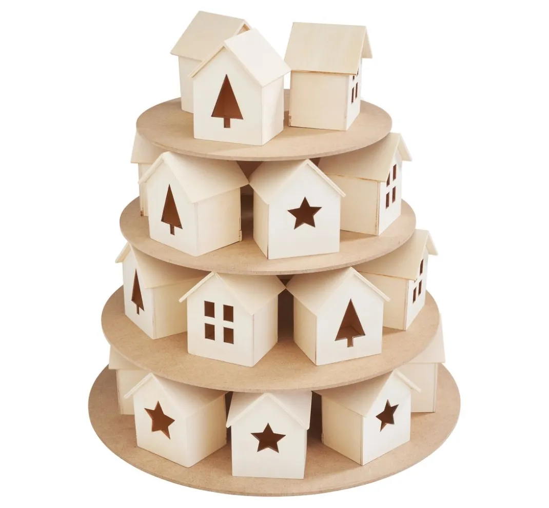 VBS Adventskalender|Holz, Mdf & Pappmaché>Adventskalender "Häuser-Pyramide"