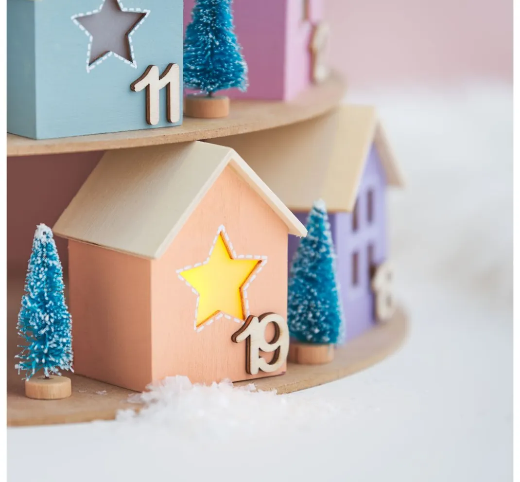 VBS Adventskalender|Holz, Mdf & Pappmaché>Adventskalender "Häuser-Pyramide"