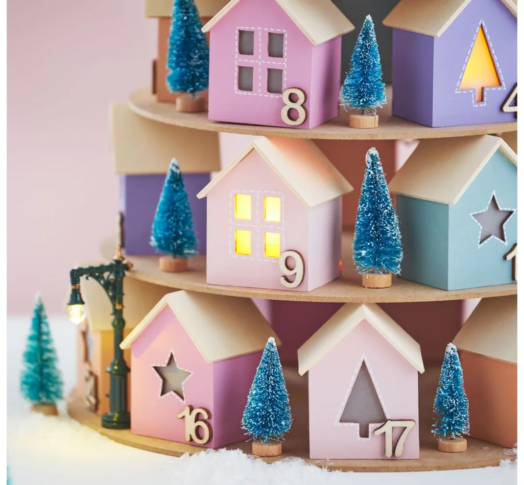 VBS Adventskalender|Holz, Mdf & Pappmaché>Adventskalender "Häuser-Pyramide"