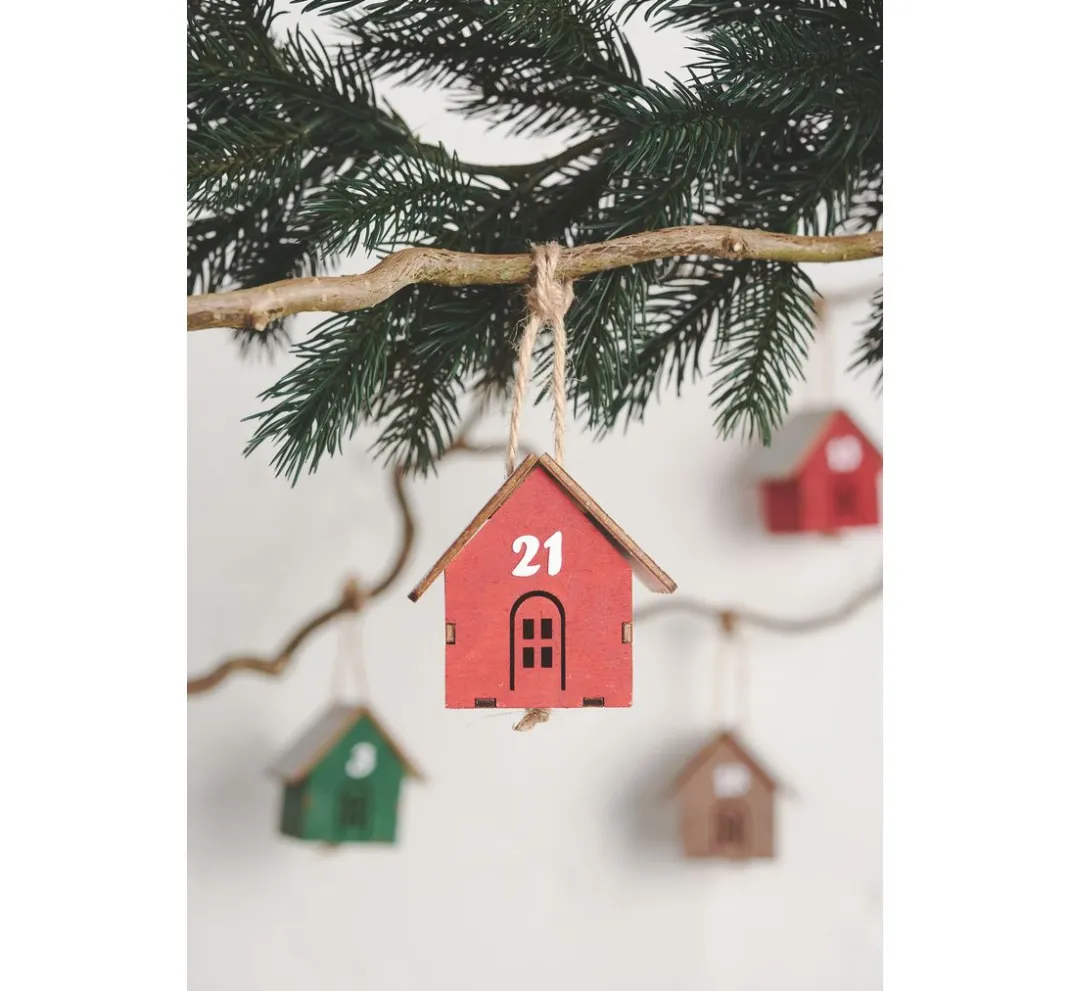 VBS Adventskalender|Anhänger>Anhänger "Häuschen", 24 Stück, Sperrholz