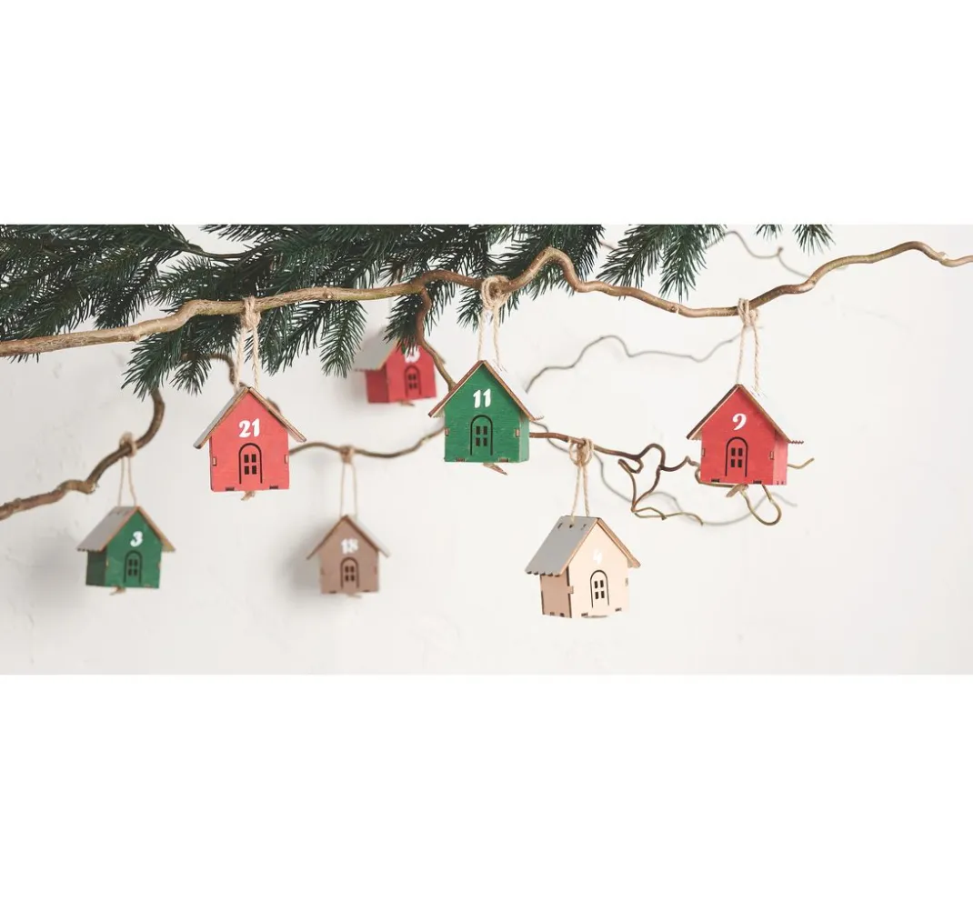 VBS Adventskalender|Anhänger>Anhänger "Häuschen", 24 Stück, Sperrholz
