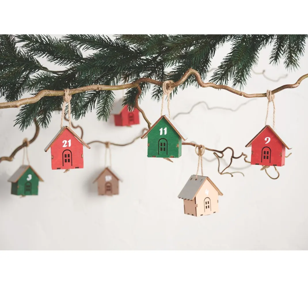 VBS Adventskalender|Anhänger>Anhänger "Häuschen", 24 Stück, Sperrholz