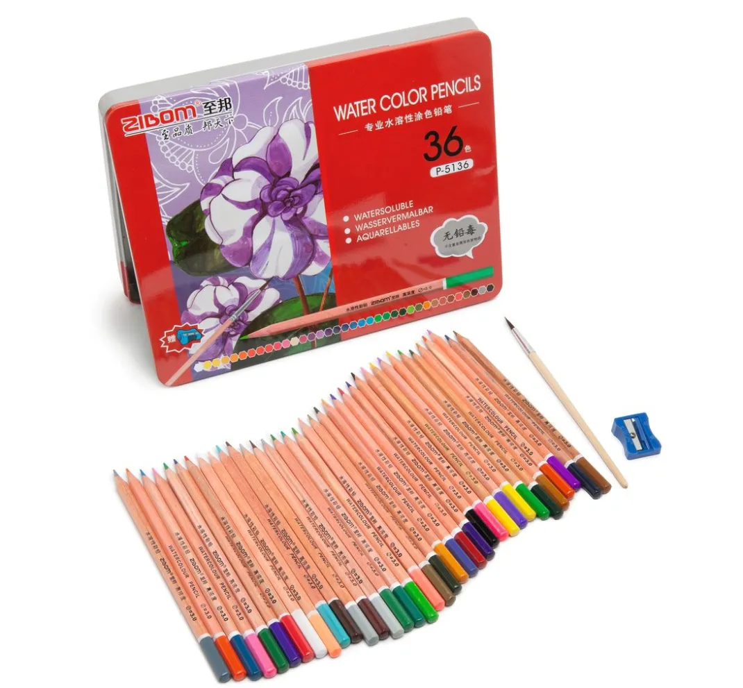 VBS Aquarell|Künstlerfarbe>Aquarellstifte, 36 Farben, in Metallbox