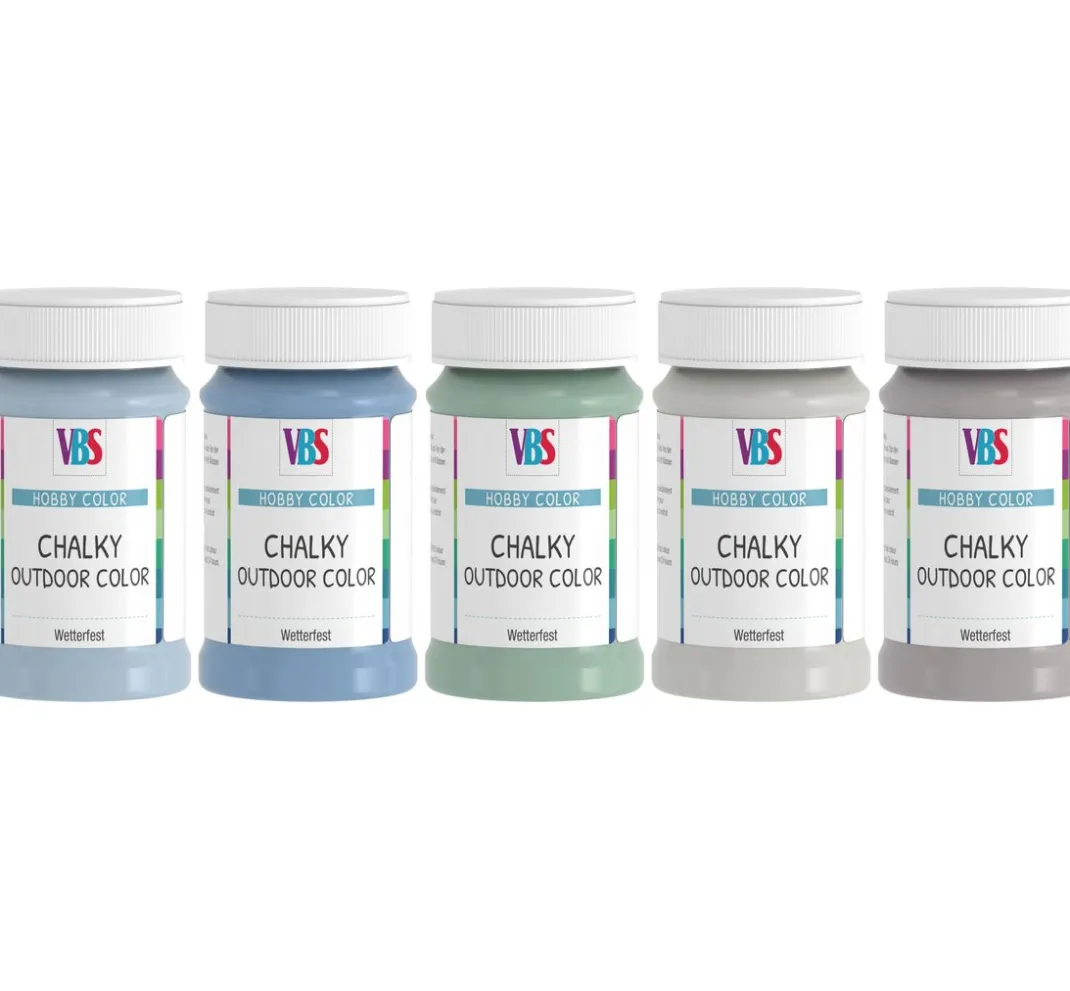 VBS Outdoorfarbe|Kreidefarbe>Chalky Outdoor Color "Basic", 5er-Set