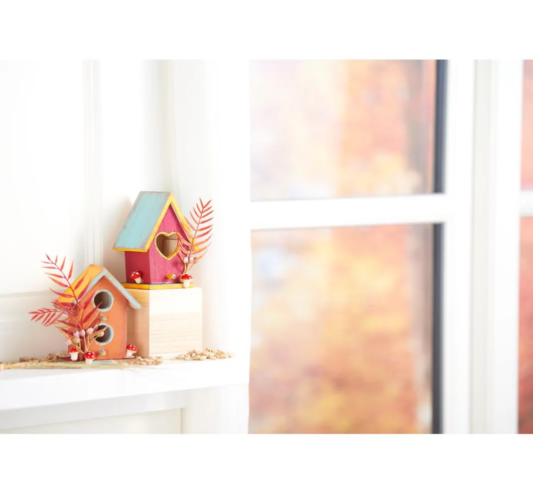 VBS Serviettentechnik|Holz, Mdf & Pappmaché>Deko-Vogelhäuser "Minis", 2er-Set