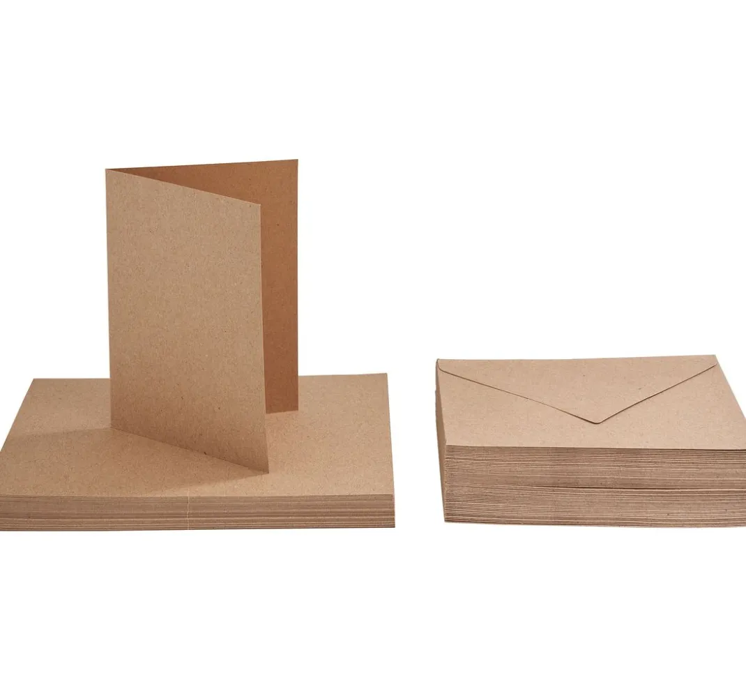 VBS XXL Kartengestaltung|Karten & Umschläge>VBS Doppelkarten mit Umschlägen "Kraftpapier", 50 Stk.