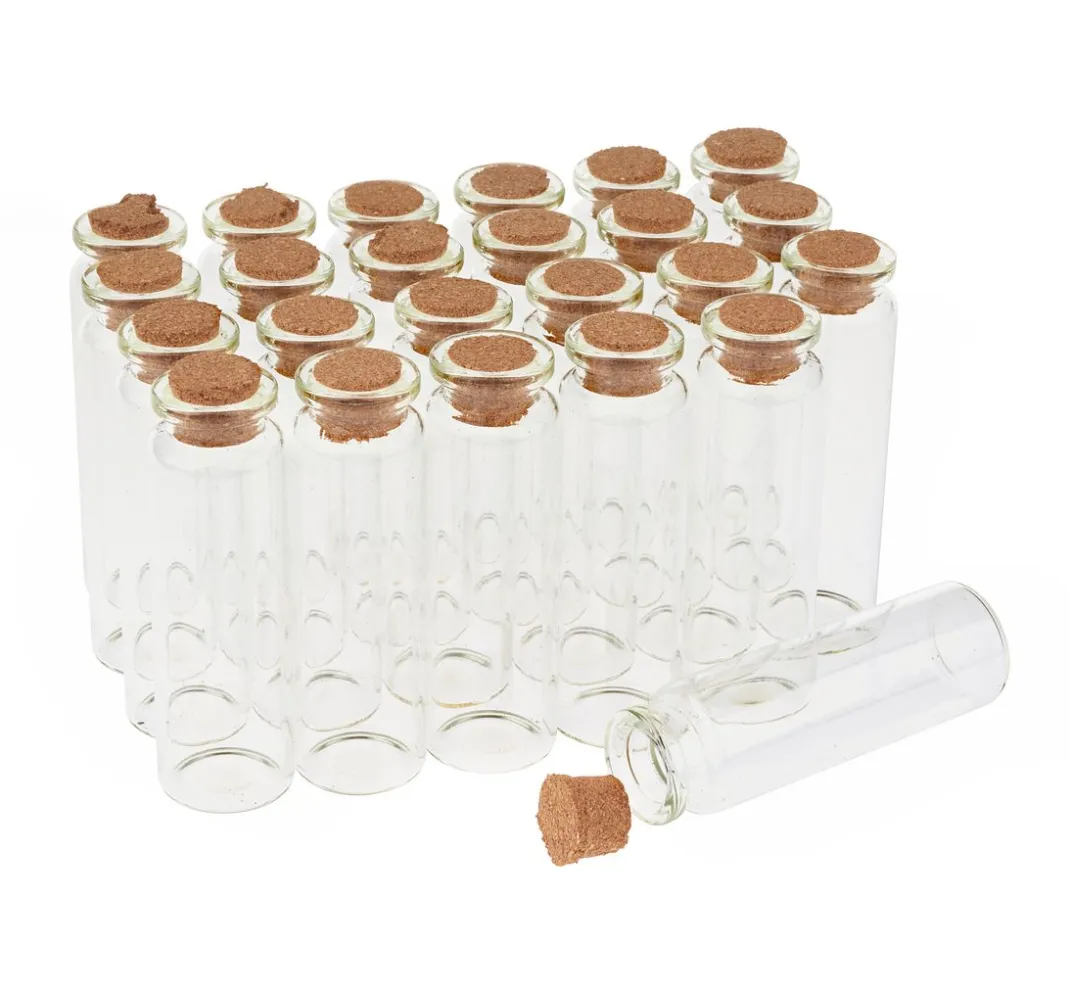 VBS XXL Glasgravur|Glas- & Porzellanmalerei>VBS Glasröhrchen mit Korken "7 cm", 24 Stück