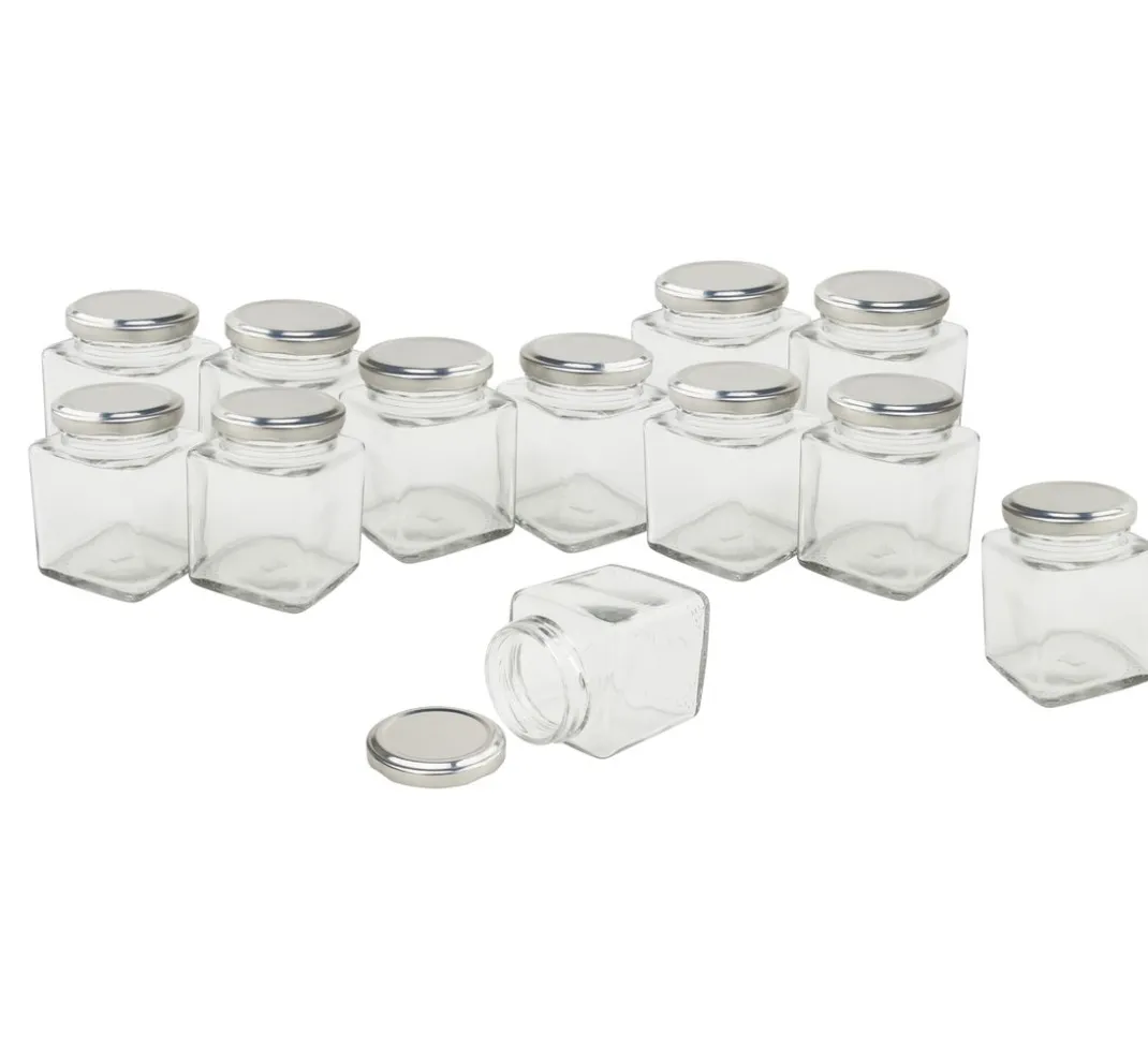 VBS XXL Glasgravur|Glas- & Porzellanmalerei>VBS Gläser mit Schraubdeckel "Eckig", 12 Stück