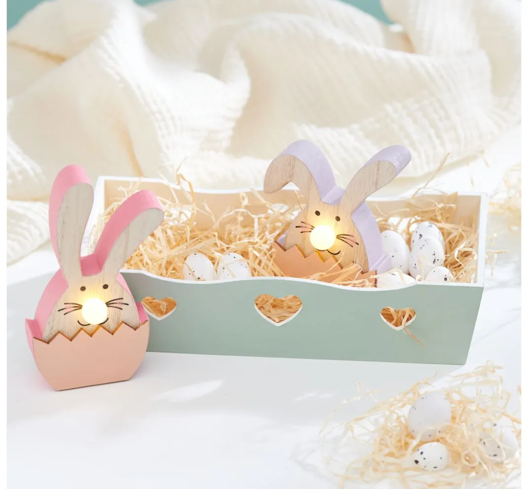 VBS Dekofiguren & -Objekte|Holz, Mdf & Pappmaché>Hase mit LED-Nase