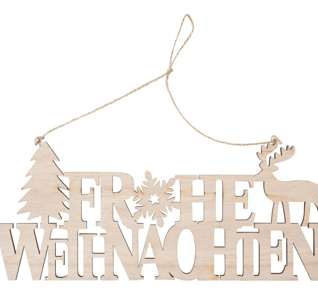 VBS Anhänger|Holz, Mdf & Pappmaché>Holz-Anhänger / Schriftzug "Frohe Weihnachten"