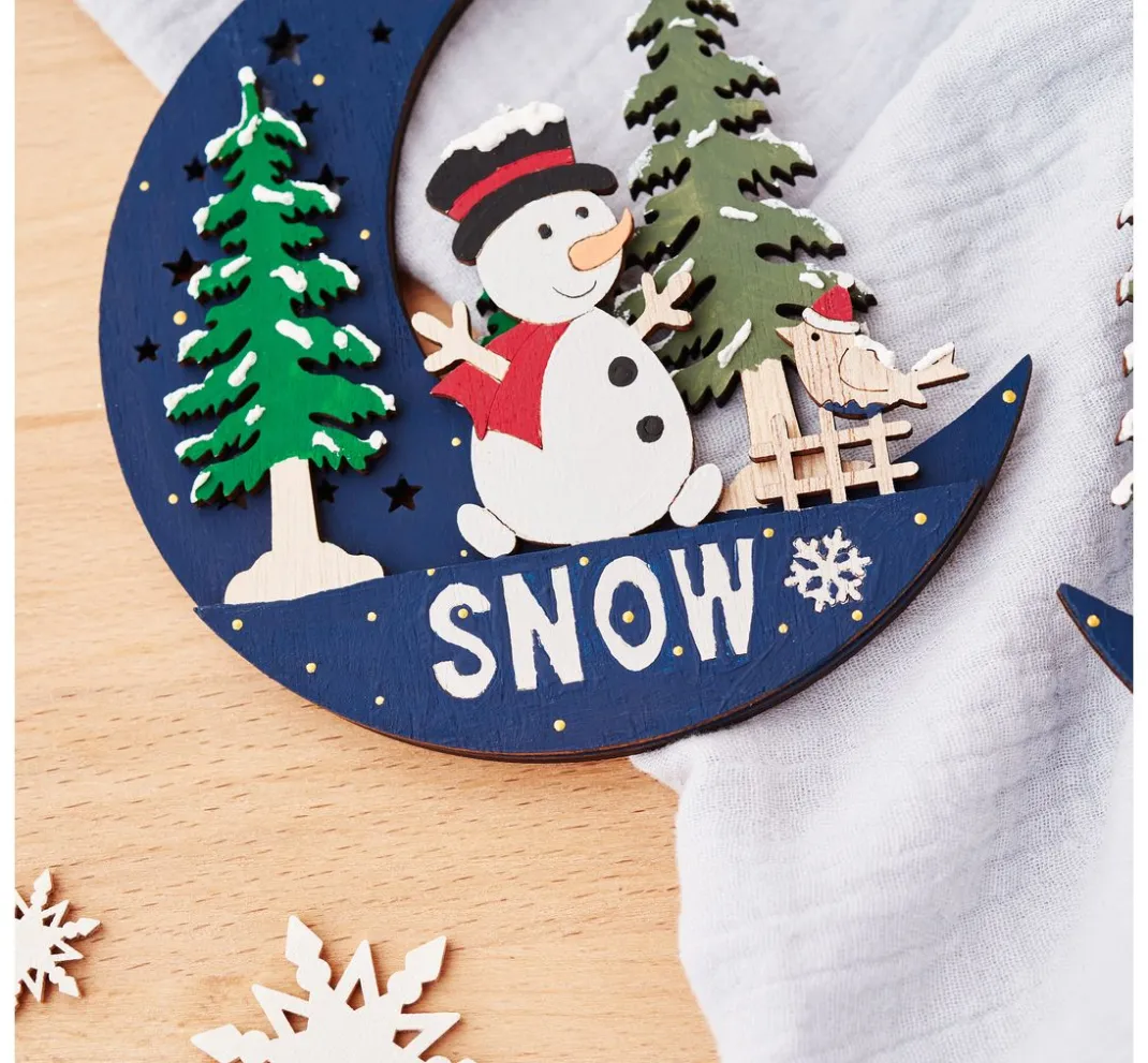 VBS Anhänger|Holz, Mdf & Pappmaché>Holz-Anhänger "Halbmond mit Santa und Snowy", 2er Set