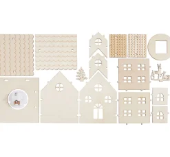 VBS Holz, Mdf & Pappmaché>Holzbausatz "Haus mit Turm", inkl. LED