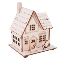 VBS Serviettentechnik|Holz, Mdf & Pappmaché>Holzbausatz "Haus mit Rehen"