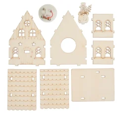 VBS Holz, Mdf & Pappmaché>Holzbausatz "Haus mit Schneemann", inkl. LED