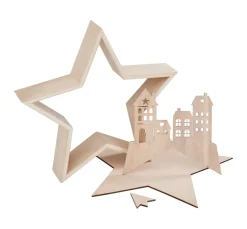 VBS Holz, Mdf & Pappmaché>Holzbausatz "Holzstern mit Häuserfront"