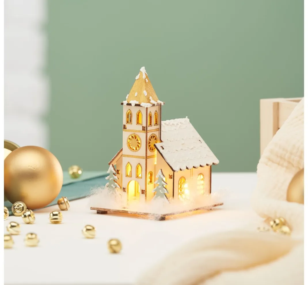 VBS Holz, Mdf & Pappmaché>Holzbausatz "Kirche" inkl. LED