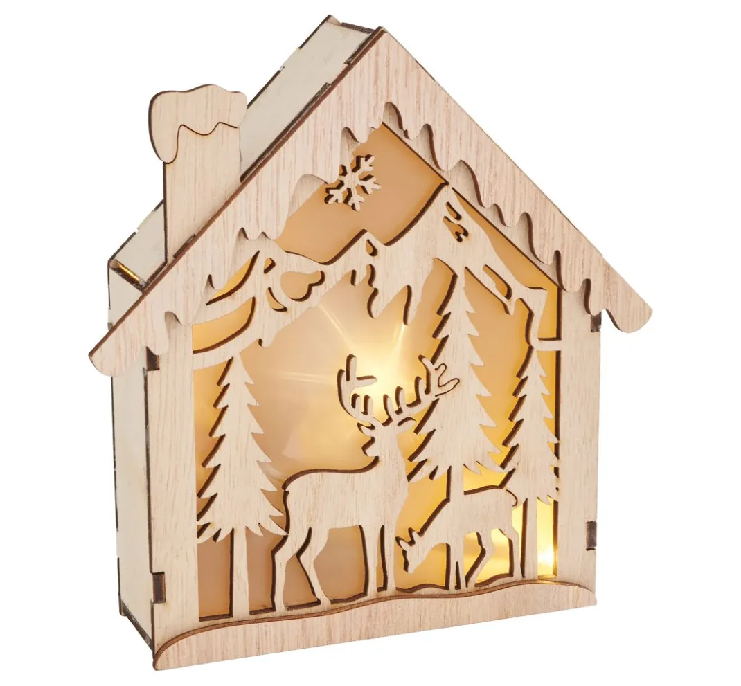 VBS Holz, Mdf & Pappmaché>Holzbausatz "Lichterhaus", inkl. Beleuchtung