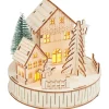 VBS Holz, Mdf & Pappmaché>Holzbausatz "Lichterlandschaft mit Häusern", inkl. Beleuchtung