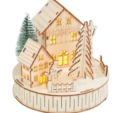 VBS Holz, Mdf & Pappmaché>Holzbausatz "Lichterlandschaft mit Häusern", inkl. Beleuchtung
