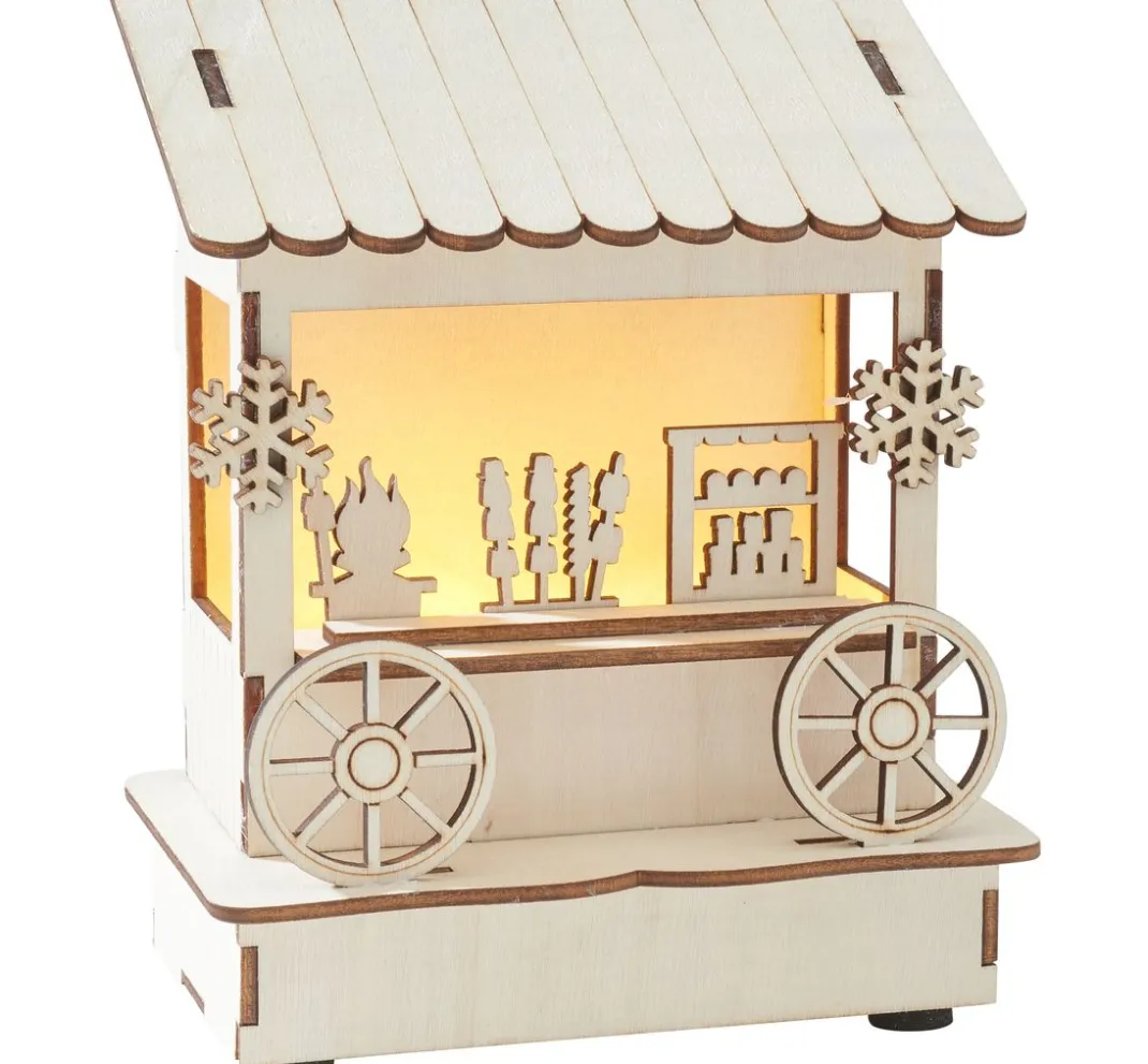 VBS Holz, Mdf & Pappmaché>Holzbausatz "Markt-Verkaufsstand", inkl. LED